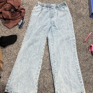 Casual Light Blue Wide Leg Women's Jeans